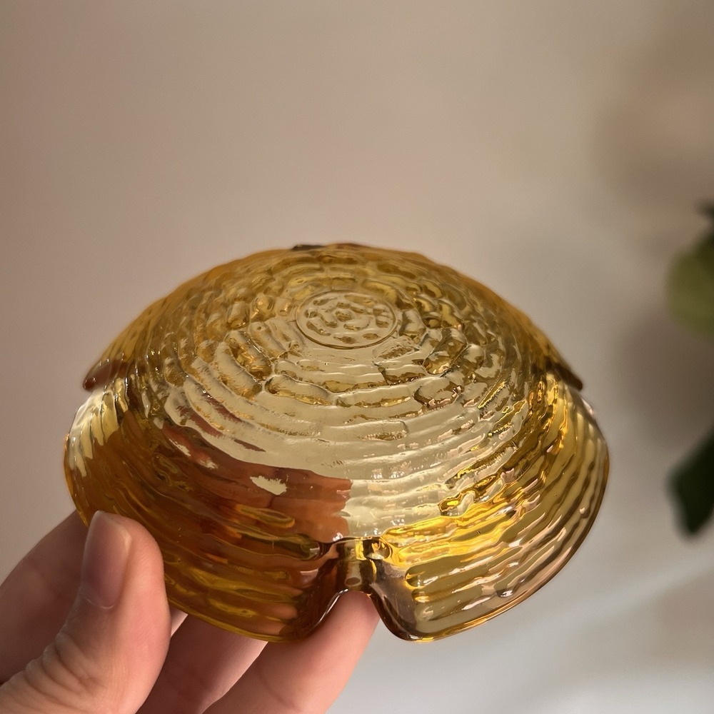 Anchor Hocking Soreno Harvest Gold Ashtray Amber 4.25" Vintage Bar Lounge Diner - Picture 4 of 4